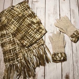 Women’s Shimmery Sparkle Scarf and Matching Gloves